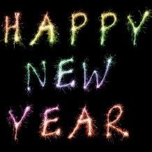 Happy New Year spelled with sparklers