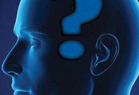 Digital head model with question mark