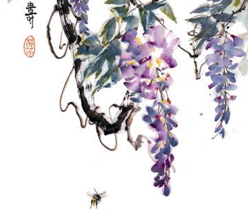 Flowers hanging from tree