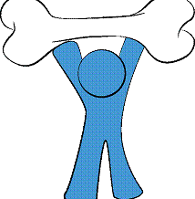 stick figure holding bone over head bones